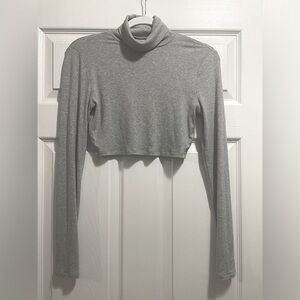 Sunday Best Aritzia FRESHMAN Grey Cropped Turtleneck Super Soft Sz Medium